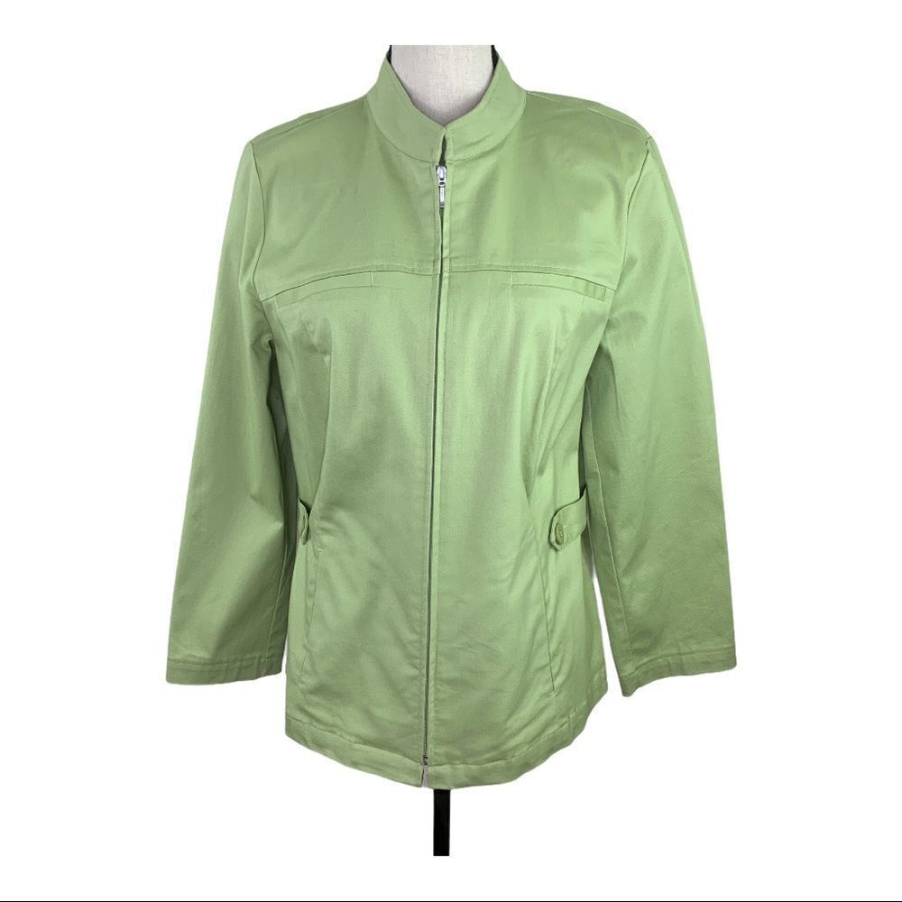 Appleseed's Light Green Cotton‎ Front Zip Jacket M